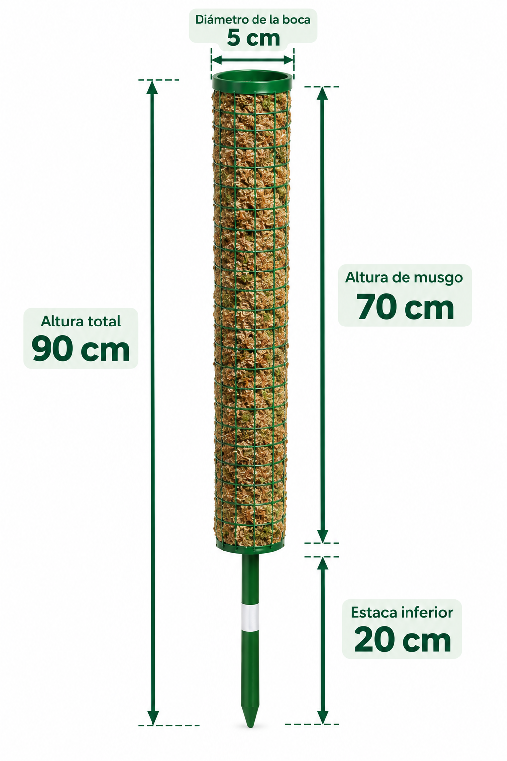 Tutor Musgo Sphagnum 70cm Con Estaca