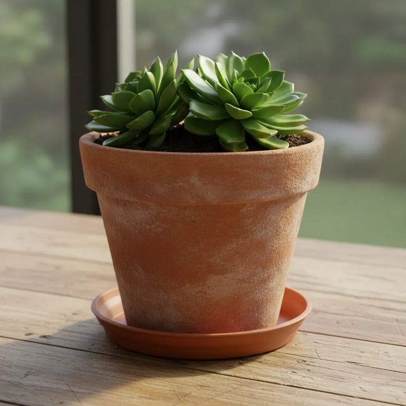 Pack 5 Platos  Macetero Plastico 21 Cm Diametro Terracota Plato