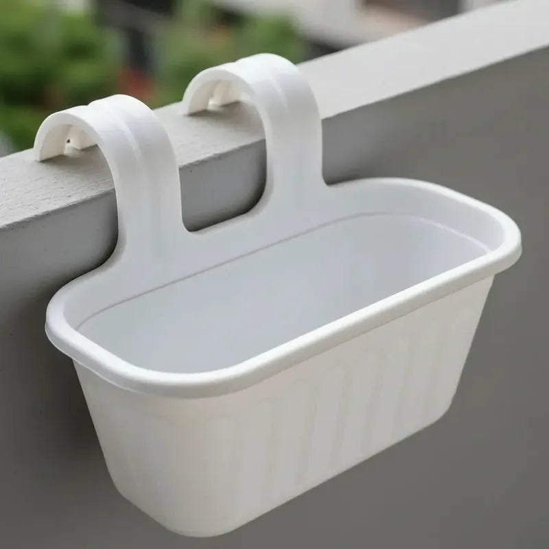 Macetero Maceta Colgante Plástico Balcón Dúo Blanco