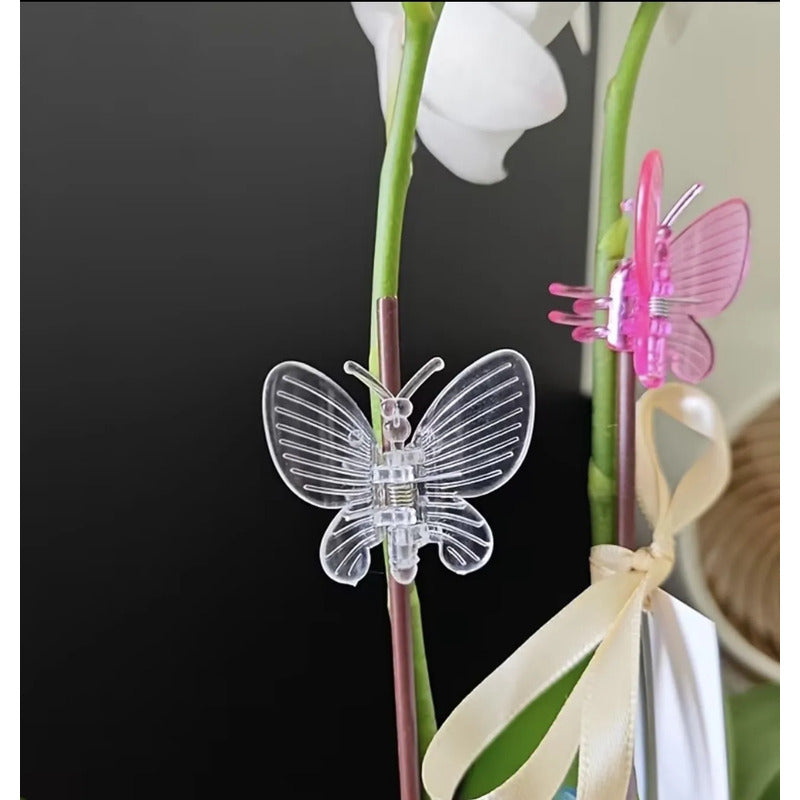 Pack 10 Clips Soporte Para Orquídeas Figuras Y Colores Azar