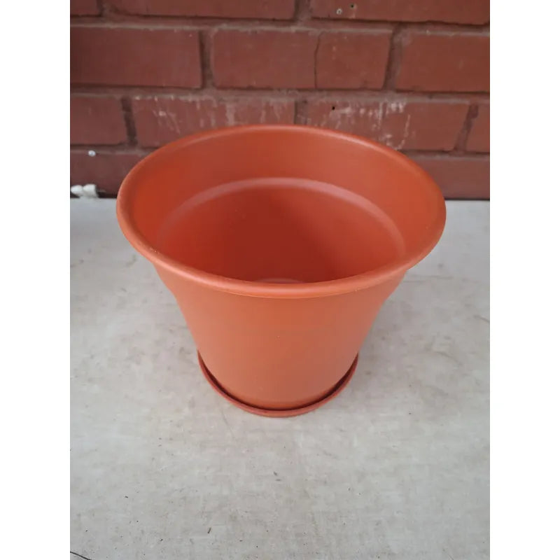 Macetero Plastico 25 Cm Con Plato Incluido Terracota Liso 25