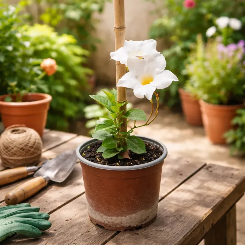 Dipladenia Mandevilla Planta Trepadora Ornamental Blanco
