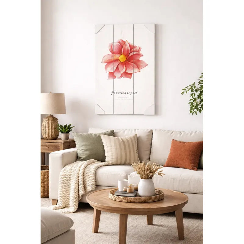 Cuadro De Madera Decorativo 40x60 Diseño Flor Blanco