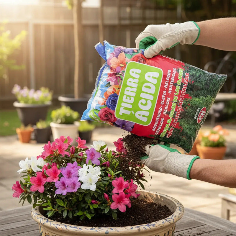 Bolsa Tierra Acida 5lts Para Hortensia, Azaleas, Camelia