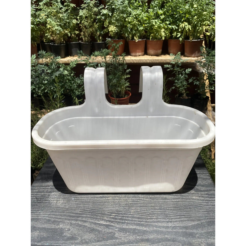 Macetero Maceta Colgante Plástico Balcón Dúo Blanco