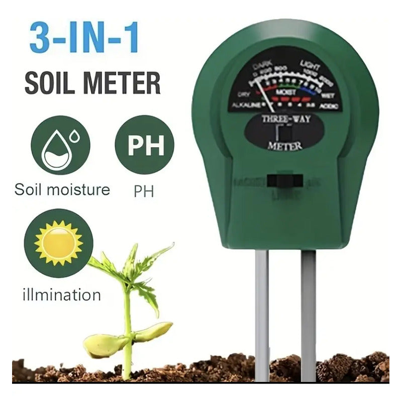 Medidor De Humedad, Luz Y Ph Para Plantas 3 En 1 Verde Musgo