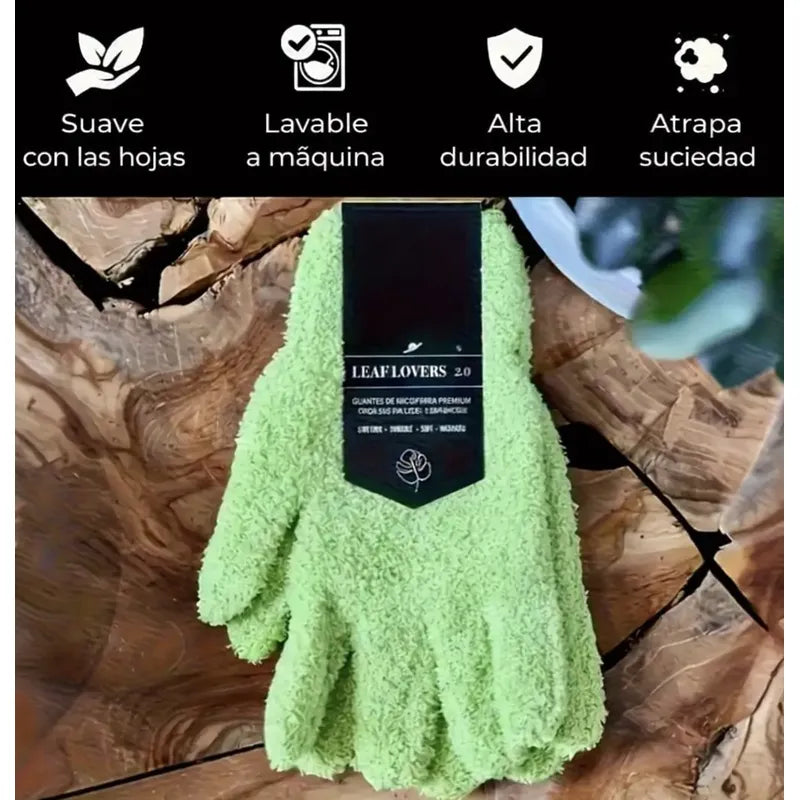 Guantes Para Limpieza De Hojas Plantas Microfibra 1 Pieza Verde