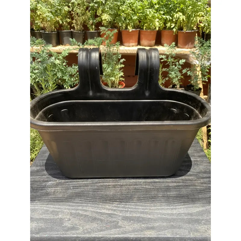 Macetero Maceta Colgante Plástico Balcón Dúo Negro
