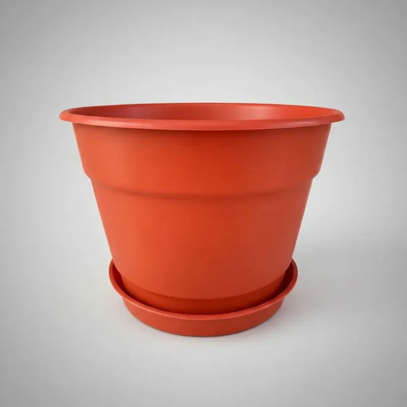 Macetero Plastico 25 Cm Con Plato Incluido Terracota Liso 25