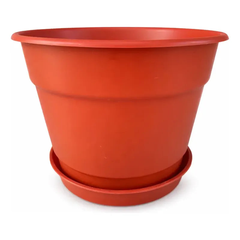 Macetero Plastico 25 Cm Con Plato Incluido Terracota Liso 25