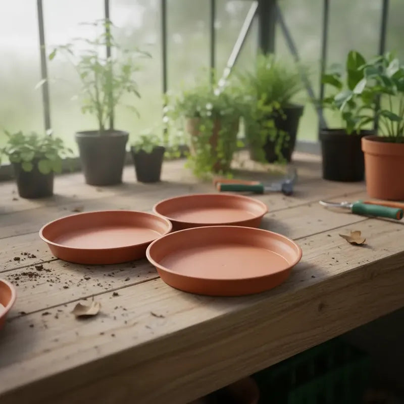 Pack 5 Platos  Macetero Plastico 21 Cm Diametro Terracota Plato