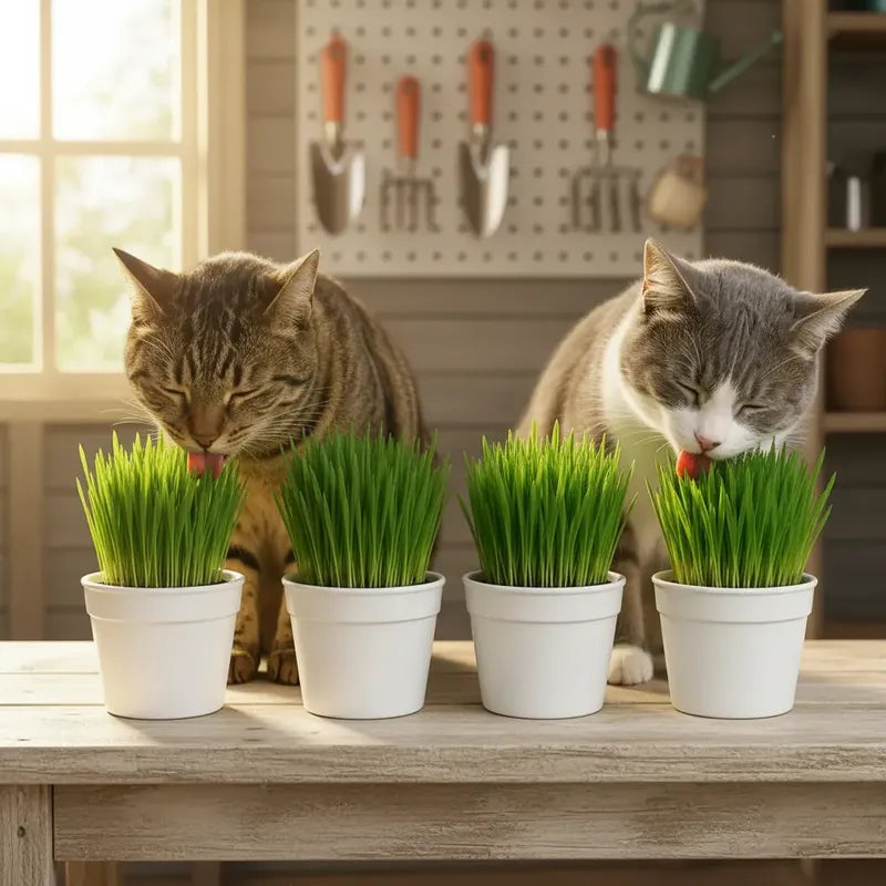Pack 4 Hierba Gatera/pasto Para Gatos Organico Y Natural