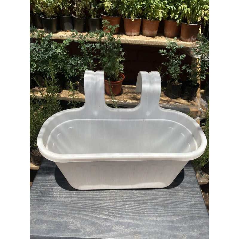 Macetero Maceta Colgante Plástico Balcón Dúo Blanco