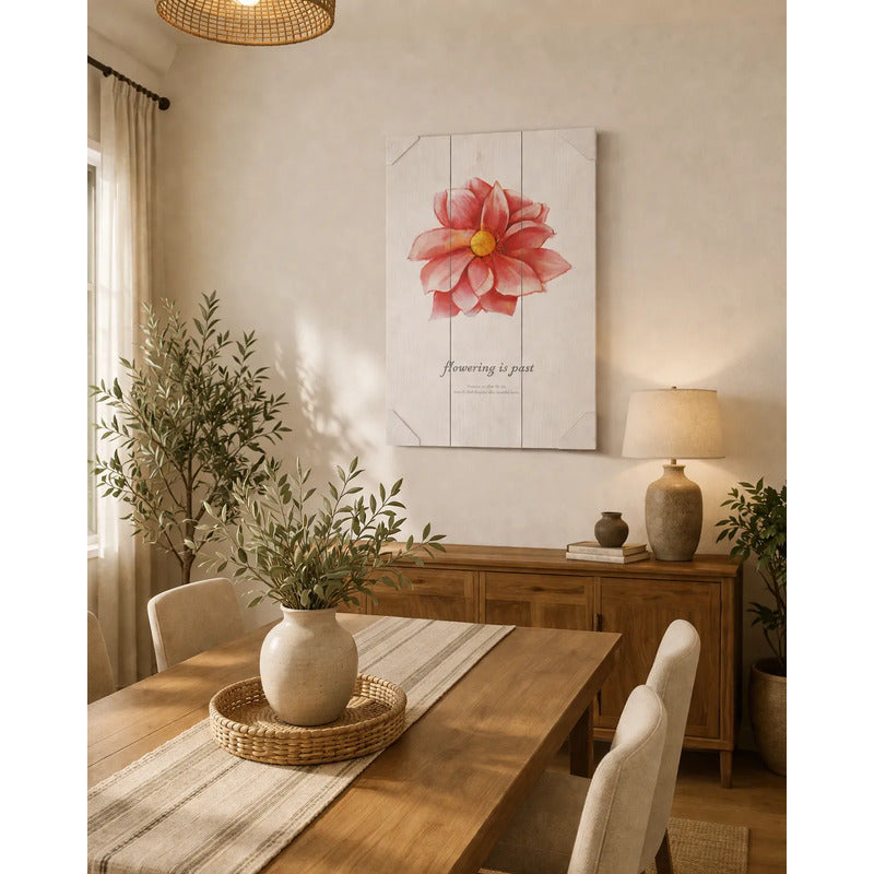 Cuadro De Madera Decorativo 40x60 Diseño Flor Blanco