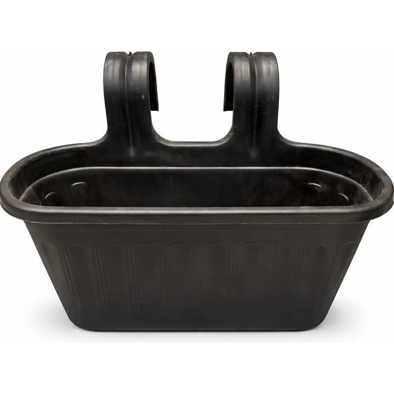 Macetero Maceta Colgante Plástico Balcón Dúo Negro