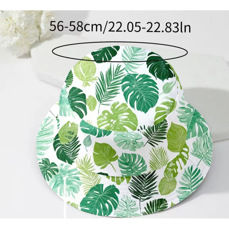 Gorro Pescador Unisex Diseño Plantas Plantslovers Verde M Floreado