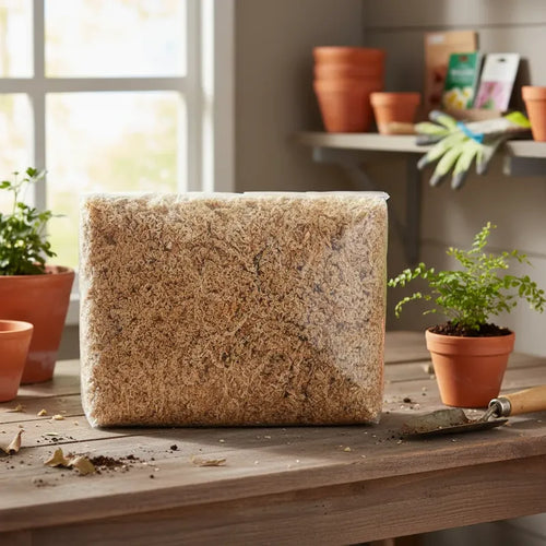 Bloque Musgo Sphagnum Deshidratado 1kg Rinde 80litros