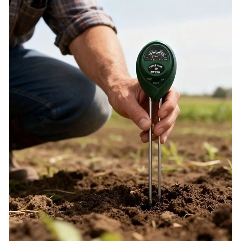 Medidor De Humedad, Luz Y Ph Para Plantas 3 En 1 Verde Musgo