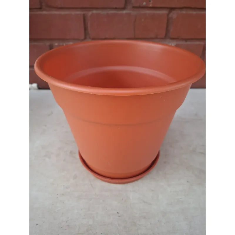 Macetero Plastico Liso 32cm Con Plato Incluido Terracota Liso 32