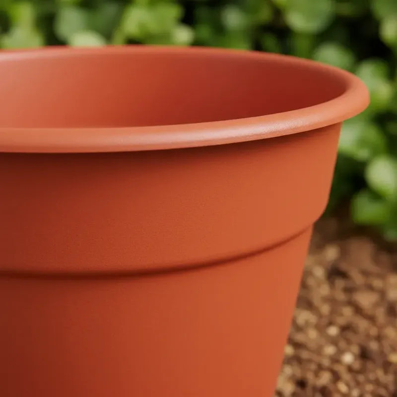 Macetero Plastico 25 Cm Con Plato Incluido Terracota Liso 25