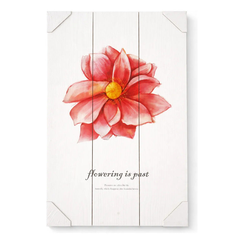 Cuadro De Madera Decorativo 40x60 Diseño Flor Blanco