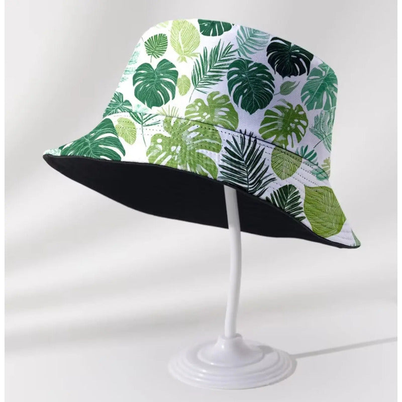 Gorro Pescador Unisex Diseño Plantas Plantslovers Verde M Floreado