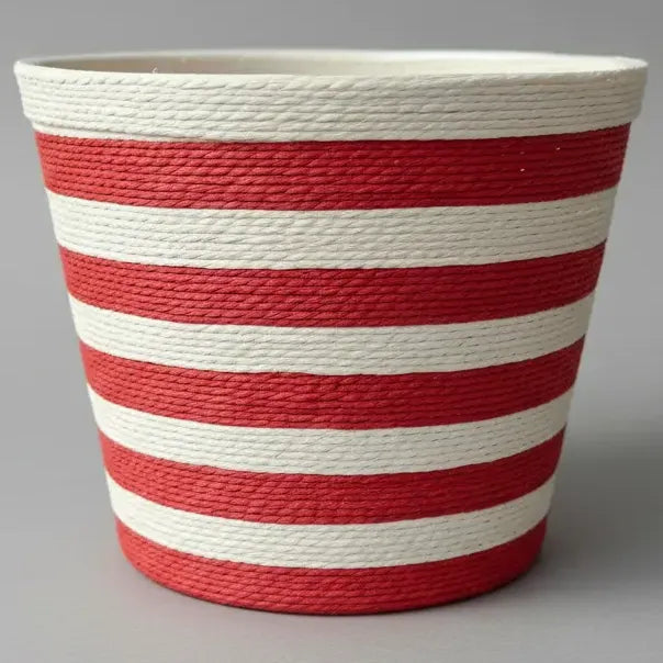Macetero Maceta Decorativo Hilo 22cm Diametro Rojo Bicolor